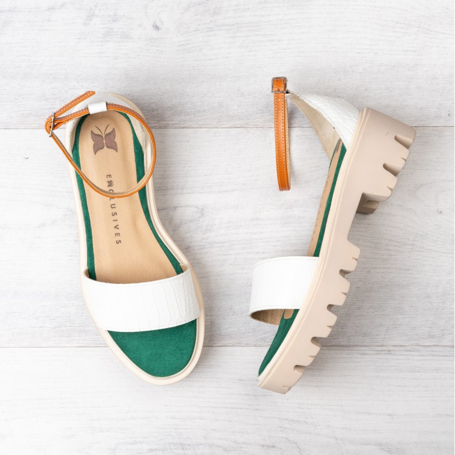 .Sandale - Friday -  Croco White